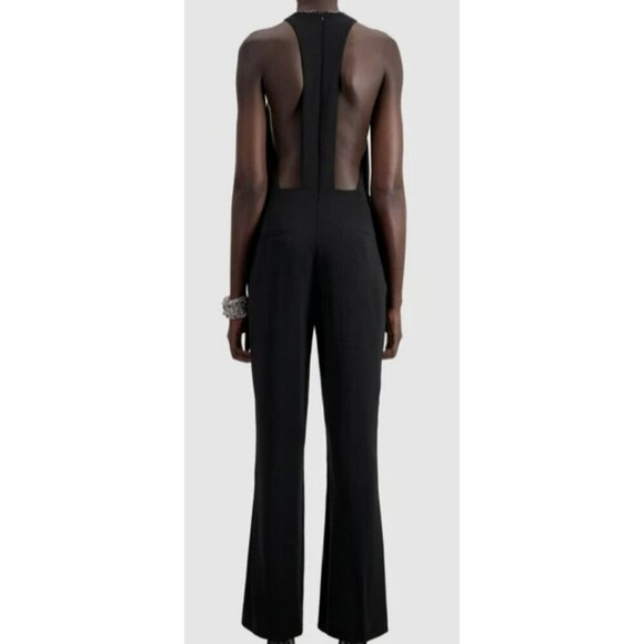 The Kooples $395 Chain Neck T Back Black Jumpsuit Sz Medium NWT - Picture 1 of 10